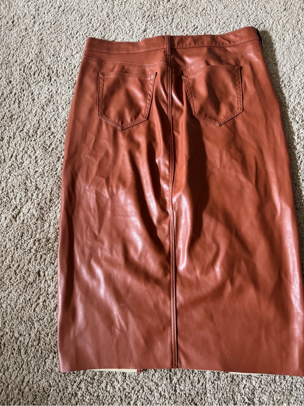 torrid Cognac Faux Leather Pencil Skirt with Front Slit - Picture 7 of 8